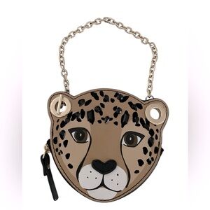 KATE SPADE RUN WILD LEOPARD FACE COIN PURSE WRISTLET